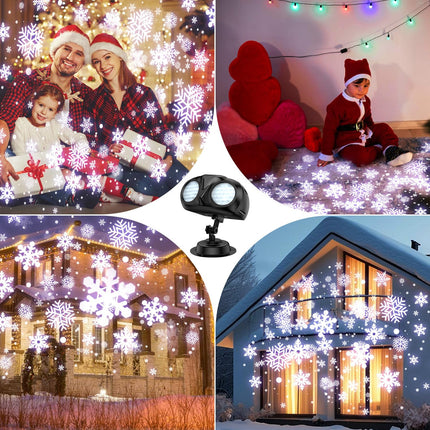 Christmas Snowflake Projector, Double Head Snowflake Projection Lights, Snowflake Light Outdoor Blizzard Projection Lights with Remote Control, Led Snowfall Show Lights for Xmas Holiday Party