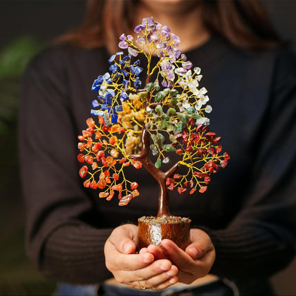 Chakra Tree of Life with Healing Angel, Crystal Tree for Positive Energy, Seven Chakra Tree, Gemstone Tree - Birthday s for Mom, Office Decor, Chakra Stones, Crystals and Healing Stones 10-12"
