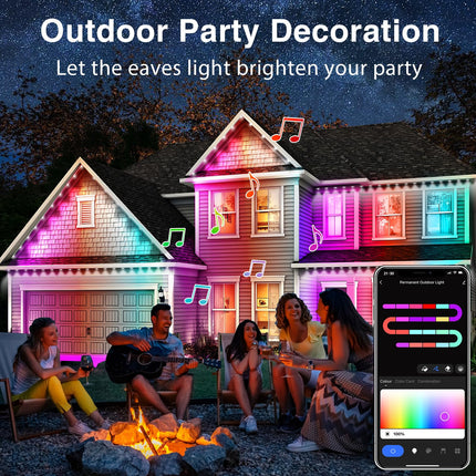 Smart Permanent Outdoor Lights for House, 100ft RGB+IC Permanent Christmas Lights Outdoor, IP67 Waterproof with DIY Scene for Christmas Halloween All Holiday Decor, Work with Alexa, Google Assistant