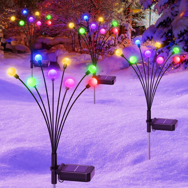 KELME 8 Pack Christmas Decorations Outdoor, 64 LED d Colorful Firefly Solar Christmas Lights Outdoor, Bright Swaying Solar Outdoor Christmas Decorations Christmas Decor for Garden Yard Party