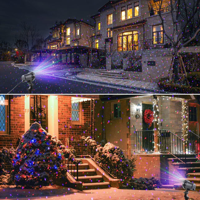 Laser Christmas Lights,Outdoor Garden Laser Lights Projector, Motion Star 3 Color Red Green Blue,Water Proof,Suitable for Outdoor Garden Decorative Lights