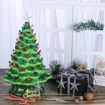 6 Pieces Star Ceramic Christmas Tree Light Plastic Light Decoration for Christmas Tree Ornaments (Clear)