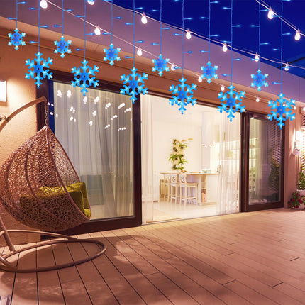 Retisee 17.22 ft Christmas Snowflake Lights, LED Lights Outdoor with Drops, 8 Modes, Ip44 Waterproof Christmas Lights for Curtain Eaves Window Indoor Outdoor Xmas Decorations(Blue)