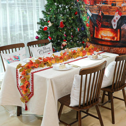 Fall Decor-6Ft Fall Garland Maple Leaf Garland Pumpkin Berry Fall Leaf Garland Decoration for Thanksgiving Halloween and Christmas, Indoor & Outdoor Mantle, Table, Fireplace