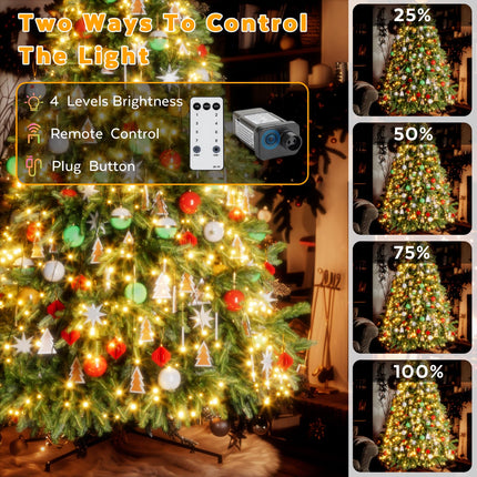 Christmas Tree Lights, 400 LED 8.2Ftx16 Line String Lights Plug in, Cascading Twinkle Lights for Xmas Tree with Timer Memory Function 8 Modes for Indoor Outdoor Wedding Party Decoration (Warm White)
