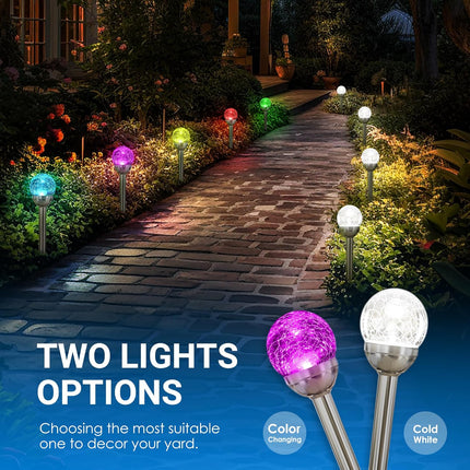 Solpex Solar Garden Lights Outdoor, 3 Pack Multi Color ChangingWhite 2 Modes Solar Powered Glass Ball Garden Lights, Solar