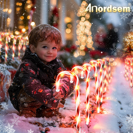 Solar Christmas Decorations Lights Outdoor: 24 Pack Candy Cane Light Waterproof for Yard Decorative Outside - LED Pathway Stake Lighted Path Garden Tree House Xmas Decor
