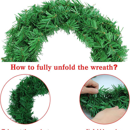 Artificial Christmas Wreath, Green Christmas Wreath，16 Inch Canadian Pine Artificial Christmas Wreath s for Christmas Party Decor, Front Door Wreath, Unlit, Pack of 6 (6, Green 16inch)