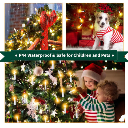 Christmas Tree Flameless Candles Lights, 20PCS LED Flickering Lights Battery Operated with Remote Clips, 8-Mode Remote Control,Clip on LED Candle Lights Outdoor Waterproof for Christmas Trees