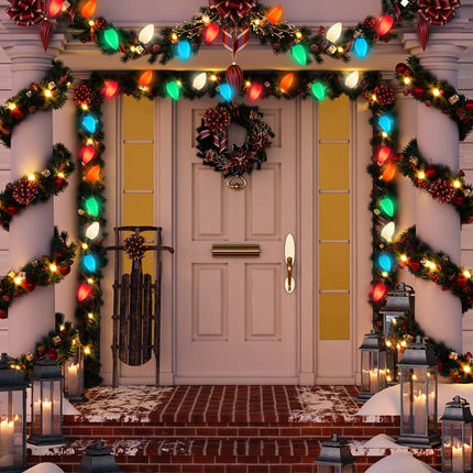 C7 LED Christmas Lights(25FT) 5 Multi-Color Outdoor&Indoor Lights for Holiday Party Wedding,25 Ceramic LED Bulb C7 Light(Plus 2 Extra Bulbs)-Green Wire