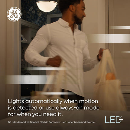 GE LED+ Motion Sensor LED Light Bulbs, 12W, Outdoor Security Lights, A21 Bulbs, Warm White, Great Christmas s for Men, Holiday for Women, Perfect Dad s (2 Pack)