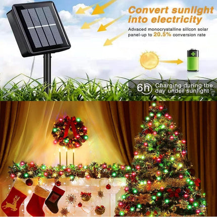 QITONG 2 Pack Red and Green Solar Rope Lights, Each 33ft 100 LED Solar Christmas Lights Outdoor, 8 Modes Clear PVC Tube Solar String Lights for Christmas Decor