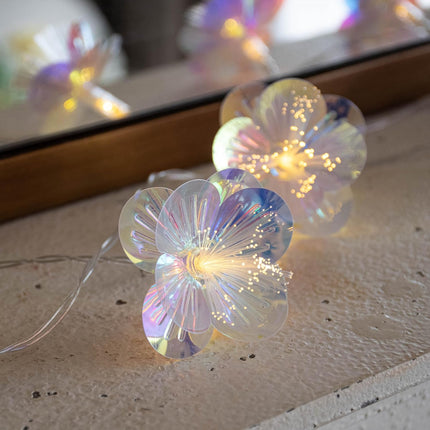 YOLIGHT Fiber Optic Flower String Lights Battery Operated with Timer, 6.5ft 10 LED Flower Garland Lights Fairy Lights for Room Table Wedding Christmas Easter Décor (Warm White)