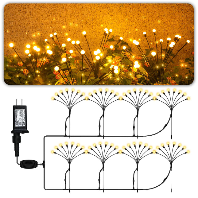 Aulanto Firefly Lights 8 Pack, LED, 8 Modes, Low Voltage Landscape Lights, Outdoor Waterproof, 95.2ft Extra Cable, Decor for Garden Yard Pathway Patio