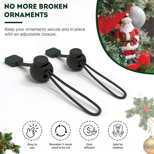 ORNAMENT ANCHOR Ornament Hooks for Hanging Christmas Decorations - No-Slip Hanging Hooks for Xmas - Heavy Duty Christmas Tree Ornaments Hanger Hooks for Small & Large Ornaments (Green, 36 Count)