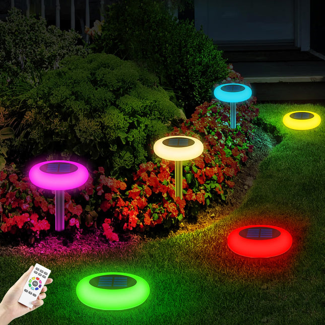 Colorful Solar Colorful Solar Lights Outdoor, Color Changing Solar Lights with Remote, Colorize Pathway Lights Solar Garden Lights for Landscape Walkway Patio Yard Pool