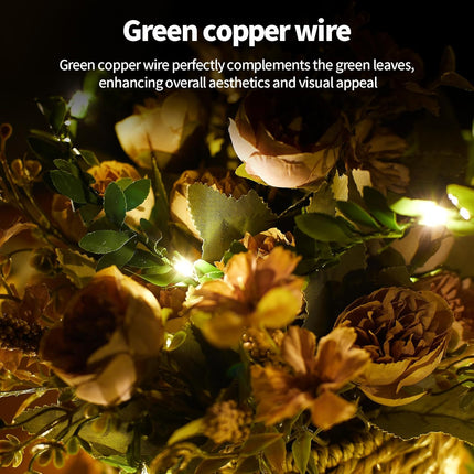 Ariceleo Artificial Garland USB Fairy Lights - 4 Packs 16.4ft | 50 LED Vine Twinkle String Lights with Remote | Timer | 8 Modes | Copper Wire | Ideal for Party, Wedding, Christmas | Warm White