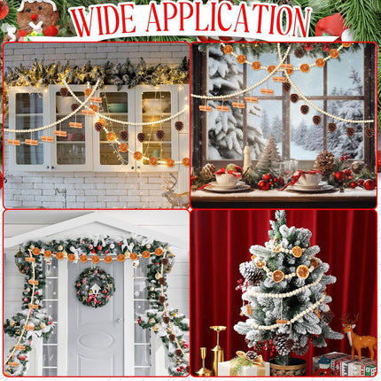 3 Pcs 15 ft Christmas Garland Dried Orange Slice Wooden Bead Garland Pine Cones Cinnamon Sticks Garland for Xmas Tree Ornaments Decoration Fireplace DIY Crafts Home Indoor Mantle Vase Fillers