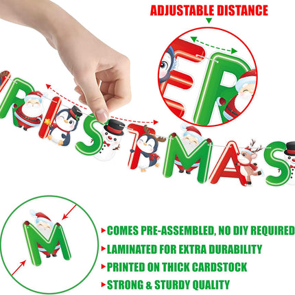 KatchOn, Red and Green Merry Christmas Banner - 10 Feet, No DIY Merry Christmas Garland for Christmas Decorations Christmas Garland for Christmas Party Decorations Merry christmas banner garland