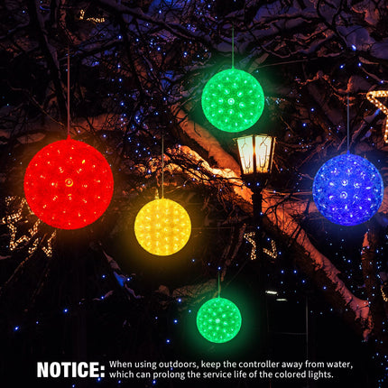 8 Pcs Christmas Lights Ball 5.5 in 100 Led Starlight Sphere Lights Christmas Hanging Sphere Lights with Stackable Plug S Hook for Trees Xmas Party Weddings Porches Indoor Outdoor Decorations