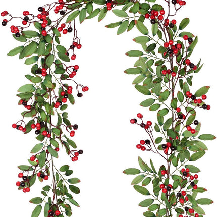 DearHouse 5.83 Ft Red Berry Christmas Garland, Artificial Berry Garland for Indoor Outdoor Hone Fireplace Decoration for Winter Christmas Holiday Year Decor