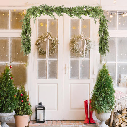 6FT Pine Christmas Garland, Christmas Greenery Garland,Realistic Cedar Garland Cypress Garland for Home Holiday Mantel Fireplace Table Centerpiece Decoration