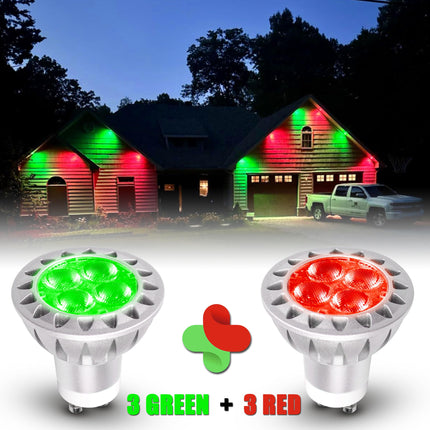 Red Green GU10 Led Light Bulbs 5W, 50Watt Equivalent, 120V GU10 LED Bulb Red Green for Recessed Track Christmas Holiday Party Decoration, Porch, Home Lighting, Decorative Illumination (6Pack Mix)