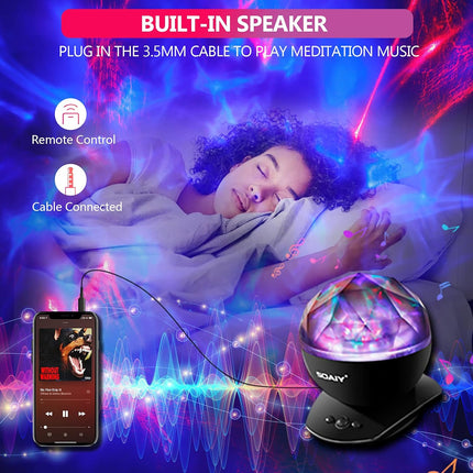 Star Projector SOAIY Galaxy Projector for Bedroom, Christmas Projector 8 Mode Lighting Shows, White Noise Aurora Projector with Timer and Speaker, Night Light Projector for Kids/Teenger/Adults/Ceiling