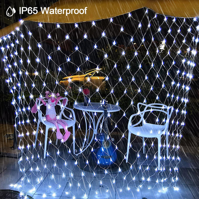 Solar Net Lights Outdoor, 6.6 Ft x 9.8 Ft 192 LEDs Mesh Fairy Lights with 8 Modes, Remote Control Mesh Fairy Lights, Waterproof Fairy Net Lights for Xmas Tree Lawn Bushes Fence Wall