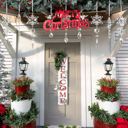 25Pcs Crystal Christmas Ornaments, Acrylic Hanging Snowflake Decorations Icicle Ornaments for Winter Year Party Decor, Xmas Tree Decorations Supplies