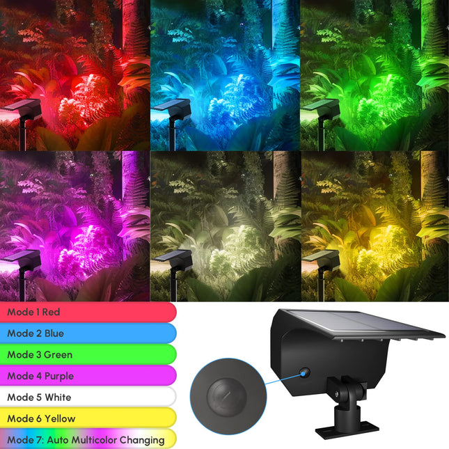 Solar Lights Waterproof 7 Modes Christmas Solar Spot Lights 29 LED Colorful Solar Powered Garden Landscape Spotlights 2 Mounting Ways Solar Lights for Outside Yard Patio Porch Driveway (4 Pack)