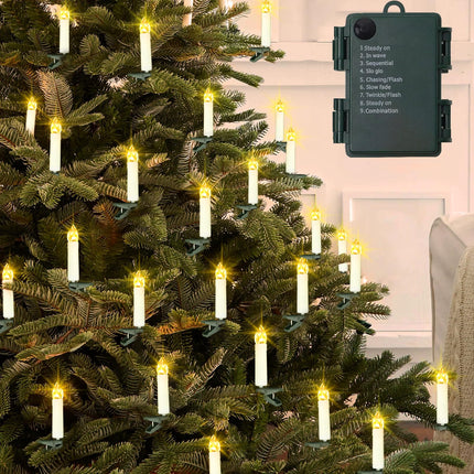 20Ft 30 LED Candle String Lights Battery Operated Clip on Flameless Candle Lights for Christmas Tree Lights with Auto Timer 8 Modes for Year Wedding Garden Decoration (Warm White)