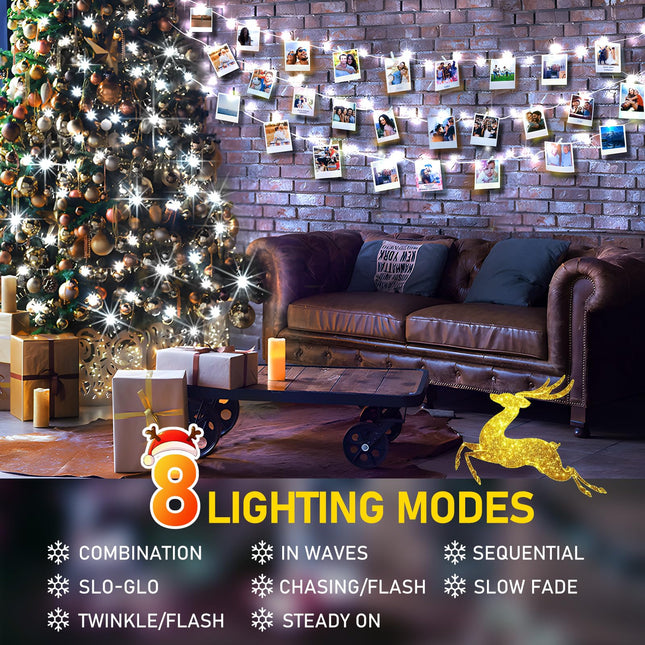 197FT 500 LED Christmas String Lights Outdoor with 8 Modes Timer Memory Function Waterproof Fairy Lights Plug in for Party Xmas Tree Yard Wedding Outside Indoor Decorations(Cold White)