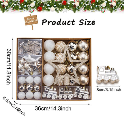 Elegant 60mm Champagne Christmas Ball Ornaments, 55ct Shatterproof Set for Tree Decoration