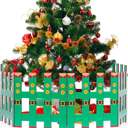 Blulu Christmas Tree Fences Party Decoration Wooden Christmas Tree Gate White Picket Fence for Pets Flexible Picket Fence for Holiday Office Home Decor, 12 Inch(Xmas Tree Elf,4 Pieces)