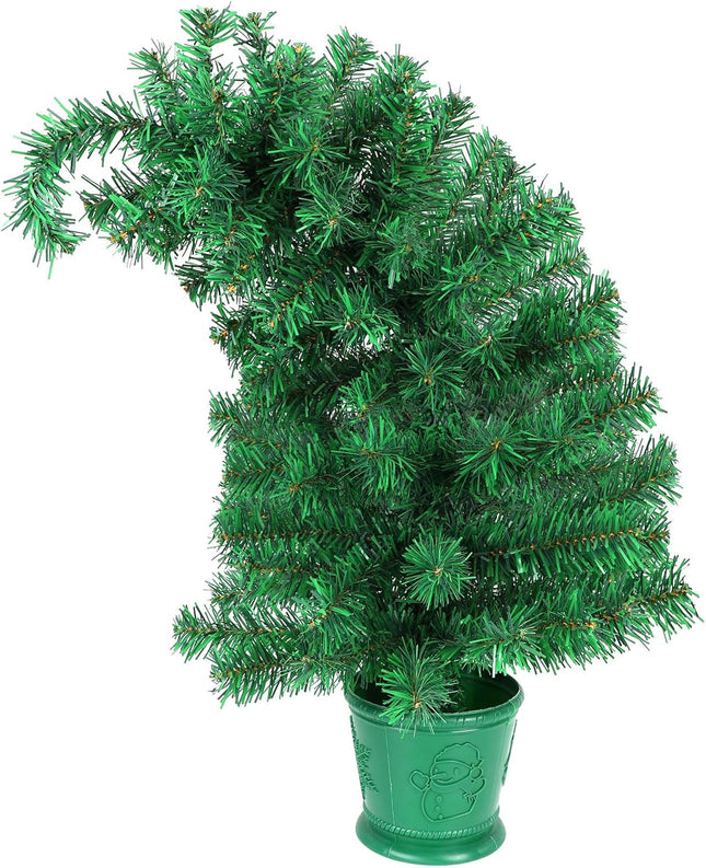 CCINEE 2Ft Artificial Christmas Tree, Green Mini Bendable Tabletop Hinged Christmas Tree with Plastic Stand 120 Branch Tips for Xmas Party Supplies Home Indoor Decoration