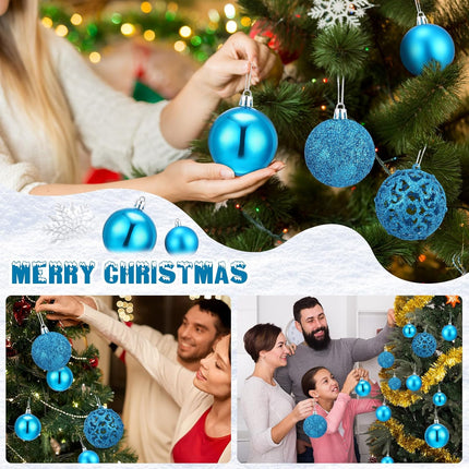 Yunsailing 100 Pcs Christmas Ball Ornaments Decorative Hanging Baubles Set Christmas Balls Xmas Seasonal Decorative Pendants for Christmas Tree Holiday Wedding Party Decorations (Lake Blue)