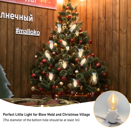 C7 Christmas Accessory Cord with Three Clear Light Bulbs, LED Lights White Cord with On/Off Switch Plugs, C7 Indoor String Lights for Christmas Halloween Model Toy Craft Village House Decoration