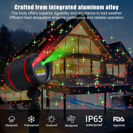 Christmas Laser Projector - Red and Green Starry Outdoor Garden Light with Remote Control for Xmas Holiday Decoration Year Party Show (Twinkling Star-Red+Green)