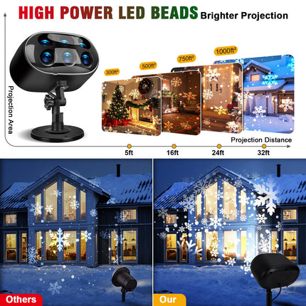 Christmas Snowflake Lights, d Christmas Projector Lights Outdoor, Christmas Yard Decorations Outdoor, Waterproof LED Snowfall Projector Lights for Xmas Holiday Party Wedding Garden Patio
