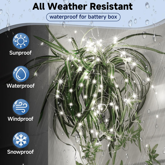 Mlambert 4 Pack 40FT Fairy Lights Battery Operated with Remote & Timer, Waterproof Dimmable Twinkle Light 8 Modes for Indoor Outdoor Decor, Cool White