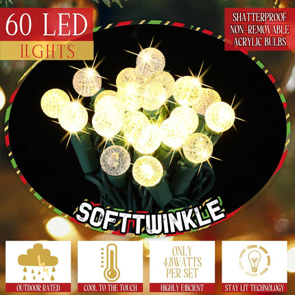 20 ft Christmas Slow Twinkling String Light 60 LED Firefly Flash Twinkle Lights Waterproof Warm White Light for Xmas Tree Indoor Bedroom Outdoor Christmas Garland Window Decorations