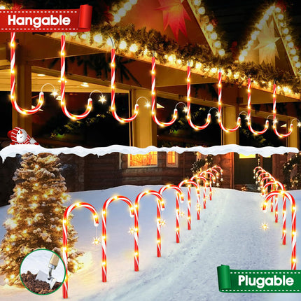 Christmas Decorations Outdoor, AHAORIGIN 12 Pack Solar Candy Cane Lights Christmas Yard Decorations Outside with 10 Modes and Bright 72 LED, 28ft Longer Waterproof Solar Christmas Pathway Lights