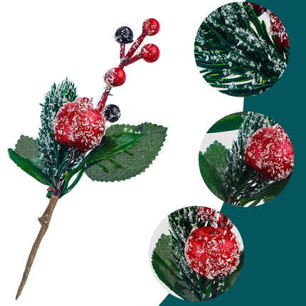 WILLBOND Artificial Christmas Tree Picks Red Berry Pine Picks Spray Berry Branches Holly Pine Flower Pick Berry Pinecones for Christmas Crafts Party Festive Home Decor (Classic Style,24 Pcs)
