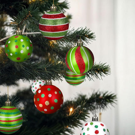 Christmas Tree Decorations, 12 Pcs 2.4 Inch Plastic Christmas Tree Balls Ornaments Set