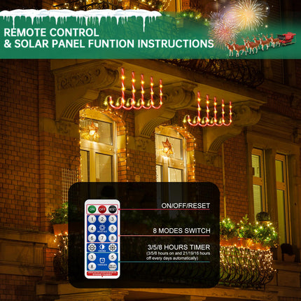 Christmas Solar Candy Cane Pathway Lights Decorations Outdoor Yard 24 Pcs Candy Canes Lights for Christmas Lawn Decorations Outdoor, 8 Modes & Timer with Stake Waterproof Lights for Lawn Front Yard