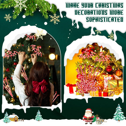 Soaoo 24 Pcs 21 Inch Christmas Bells Curly Pick Red and White Christmas Decorations Candy Shape Christmas Tree Picks Christmas Ornaments Branches for Xmas Tree Wreath DIY Crafts Vase Filler Holiday