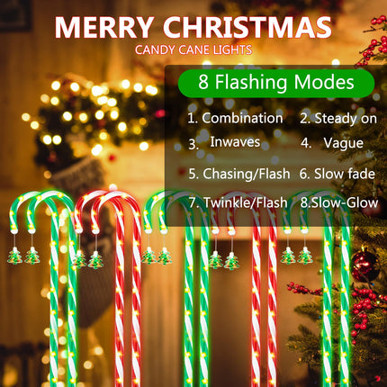 10-Pack d Solar Christmas Pathway Lights, Solar Christmas Candy Cane Lights Waterproof, Christmas Decorations Stakes Lights Outdoor with 8 Modes for Party Patio Garden Lawn Yard Decor