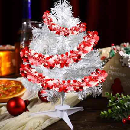 Kathfly 4 Pieces Mini White Christmas Tree 12 Inch Miniature Artificial Small Desktop Xmas Tree with Plastic Stand for Party Supply Home Office Decor