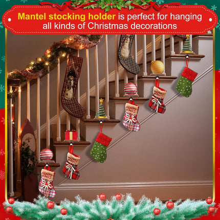 Yexiya 12 Pcs Christmas Stocking Hangers for Stairs Mantel Metal Garland Holders Weighted Fireplace Hanger Xmas Stocking Hanging Hooks DIY Blank Stocking Holders Bases for Holiday Counter (Copper)